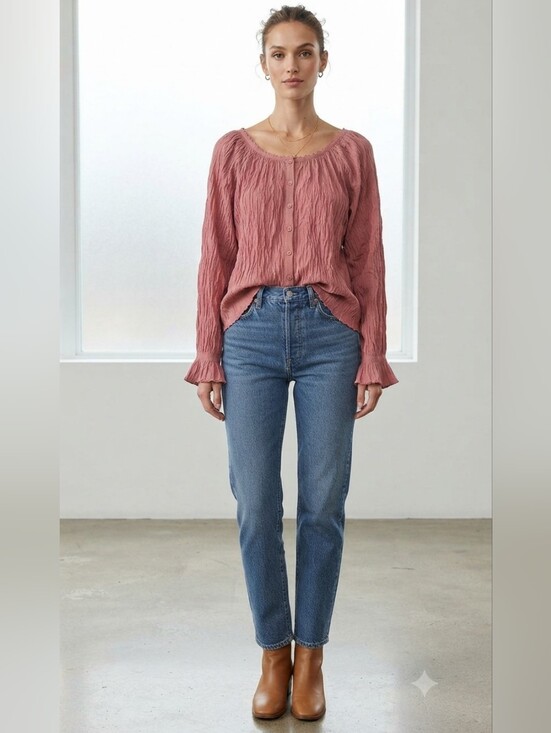 Wilfred Tops - Wilfred Aritzia 100% Modal Crinkled Blouse, Large